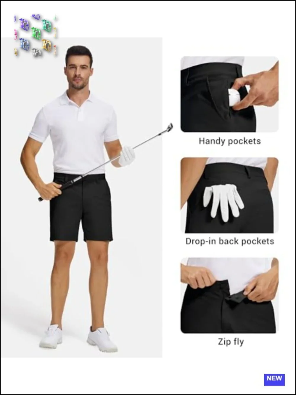 Men's Stretch Golf Shorts Quick Dry Athletic Casual with Pockets
